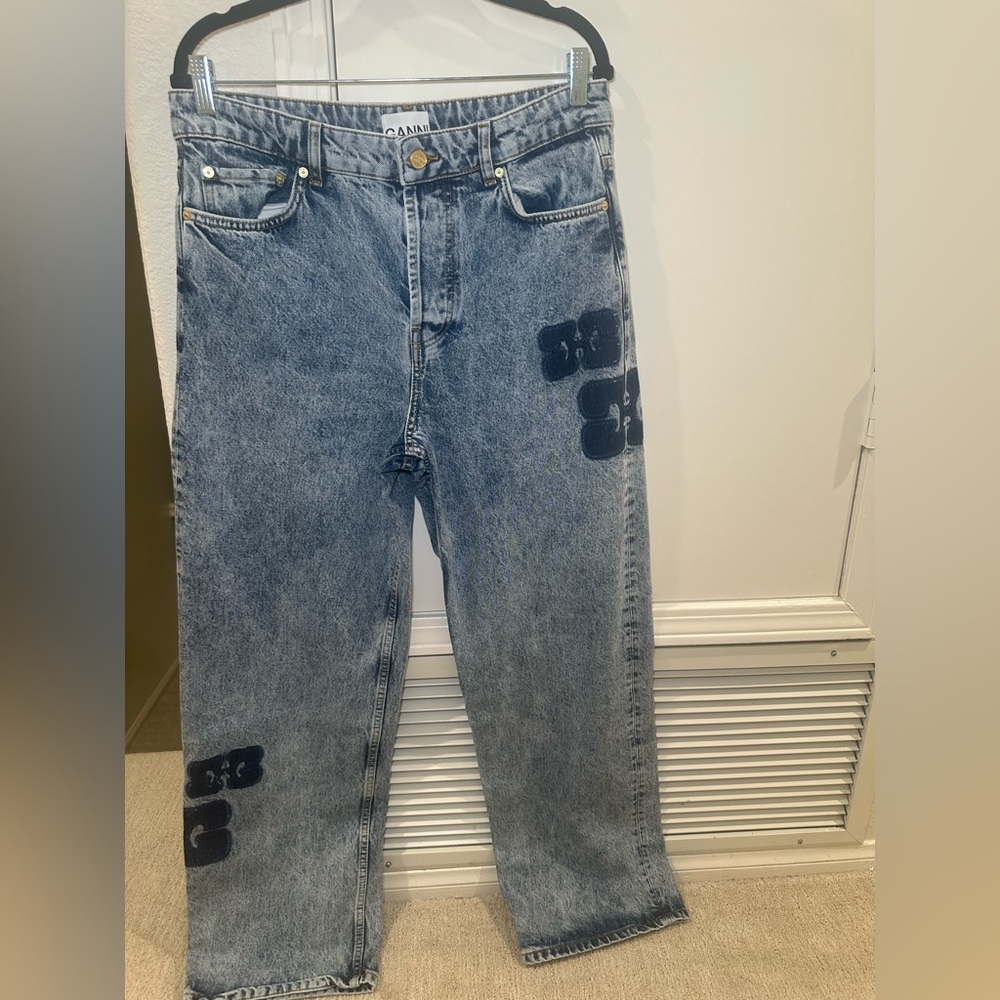 Ganni Blue Jeans Wide Leg Size 29 - Picture 3 of 9